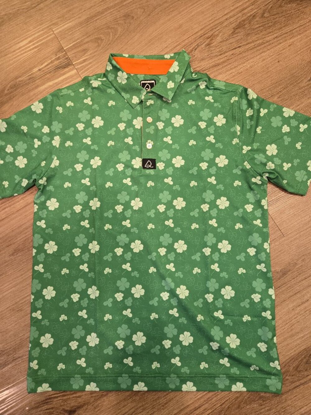Deolax Golf Polo Shirt Green Clover Print